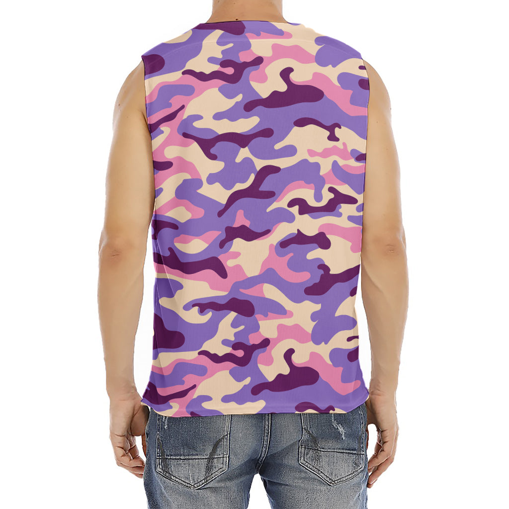 Pastel Purple Camouflage Print Men's Fitness Tank Top