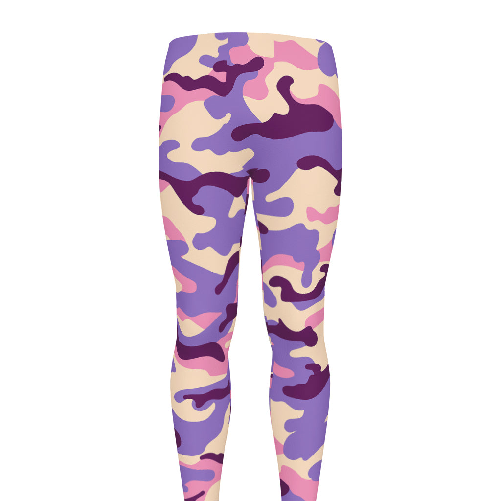Pastel Purple Camouflage Print Men's leggings