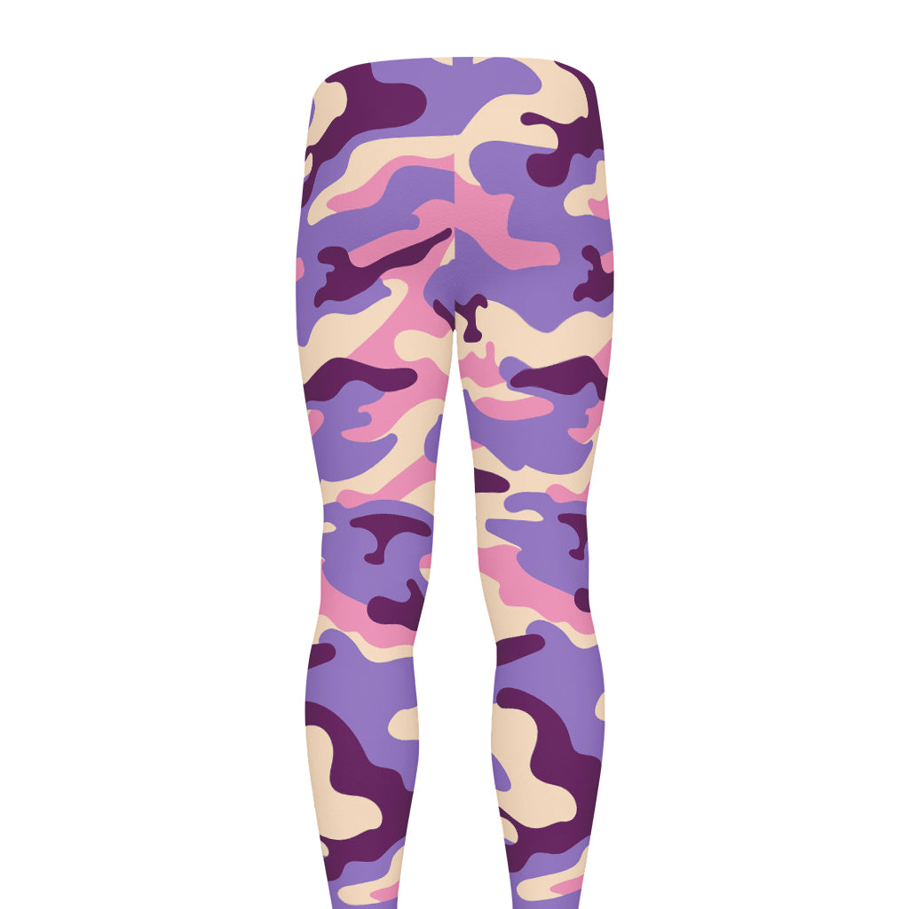 Pastel Purple Camouflage Print Men's leggings