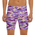 Pastel Purple Camouflage Print Men's Long Boxer Briefs