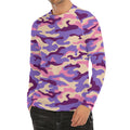 Pastel Purple Camouflage Print Men's Long Sleeve Rash Guard