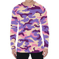 Pastel Purple Camouflage Print Men's Long Sleeve T-Shirt
