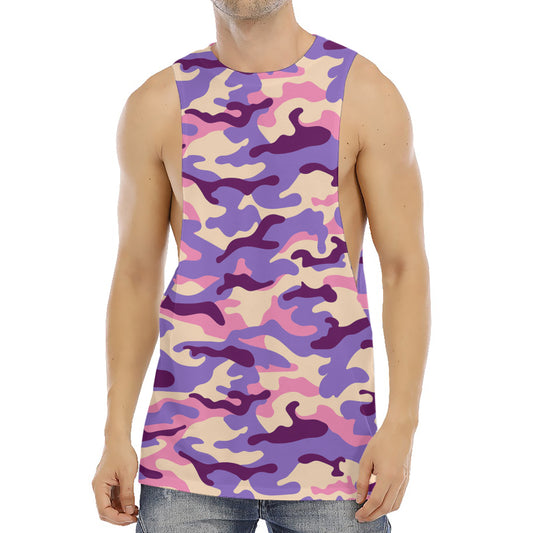 Pastel Purple Camouflage Print Men's Muscle Tank Top