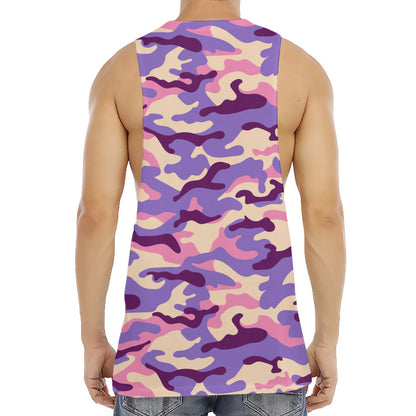 Pastel Purple Camouflage Print Men's Muscle Tank Top