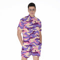 Pastel Purple Camouflage Print Men's Romper