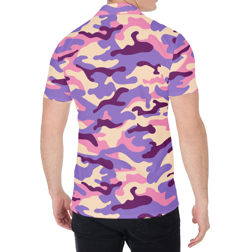 Pastel Purple Camouflage Print Men's Shirt