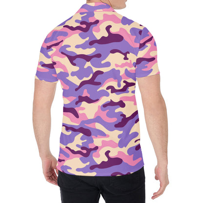 Pastel Purple Camouflage Print Men's Shirt