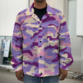 Pastel Purple Camouflage Print Men's Shirt Jacket