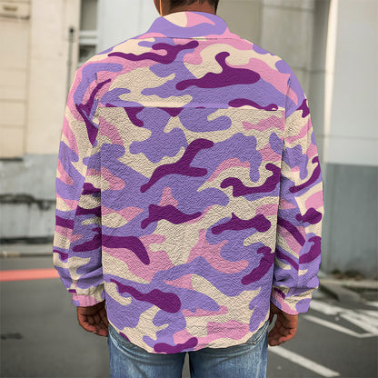 Pastel Purple Camouflage Print Men's Shirt Jacket