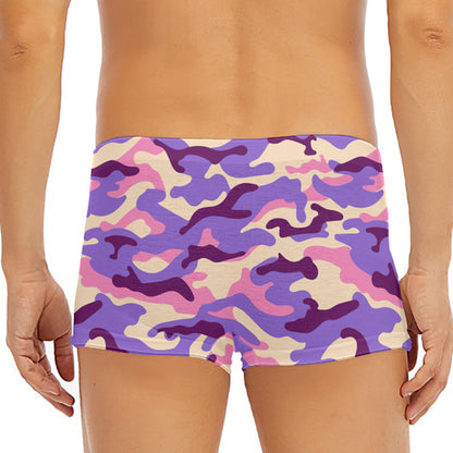 Pastel Purple Camouflage Print Men's Short Boxer Briefs