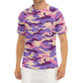 Pastel Purple Camouflage Print Men's Short Sleeve Rash Guard