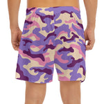 Pastel Purple Camouflage Print Men's Split Running Shorts