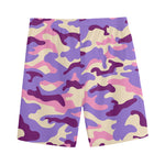 Pastel Purple Camouflage Print Men's Sports Shorts