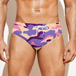 Pastel Purple Camouflage Print Men's Swim Briefs