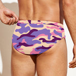 Pastel Purple Camouflage Print Men's Swim Briefs