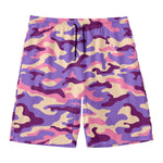 Pastel Purple Camouflage Print Men's Swim Trunks