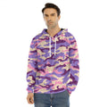 Pastel Purple Camouflage Print Men's Velvet Pullover Hoodie