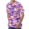 Pastel Purple Camouflage Print Men's Velvet T-Shirt