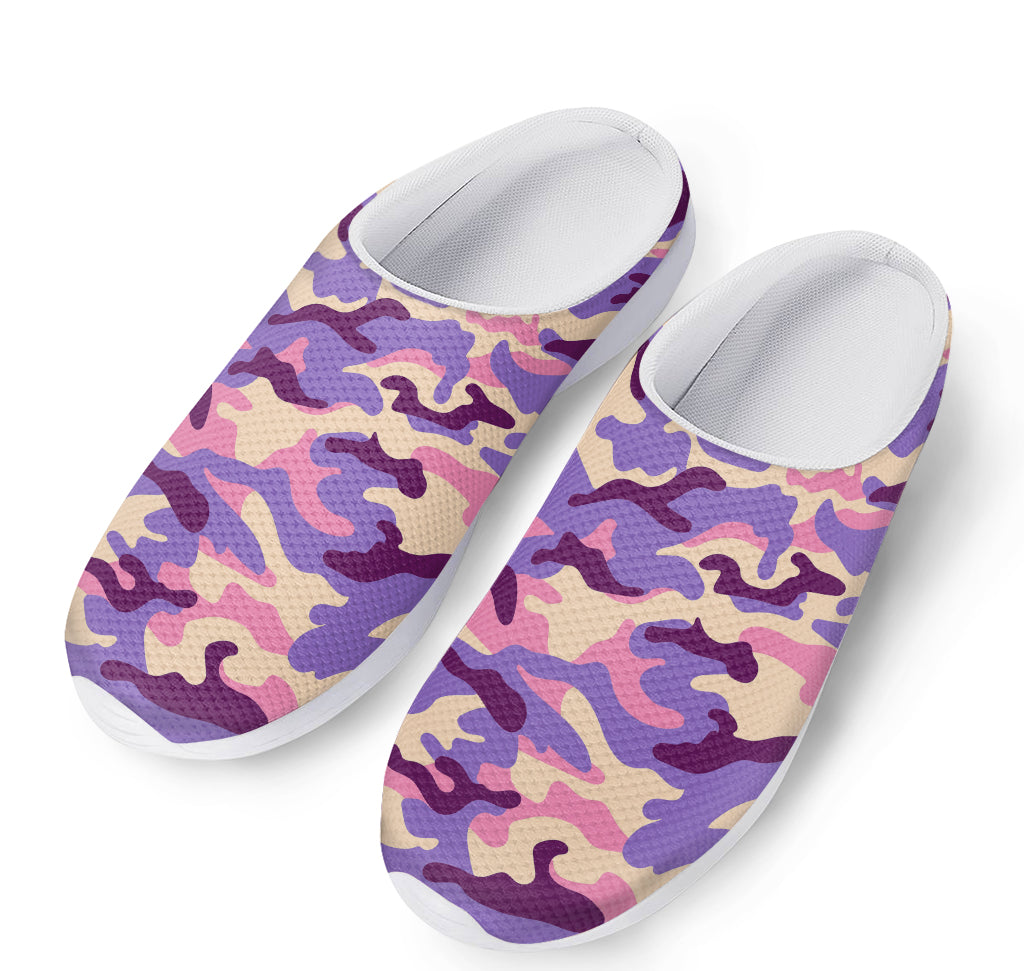 Pastel Purple Camouflage Print Mesh Casual Shoes