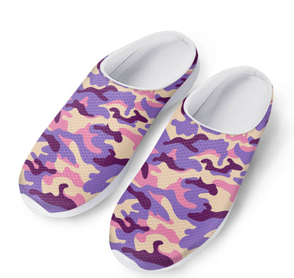Pastel Purple Camouflage Print Mesh Casual Shoes