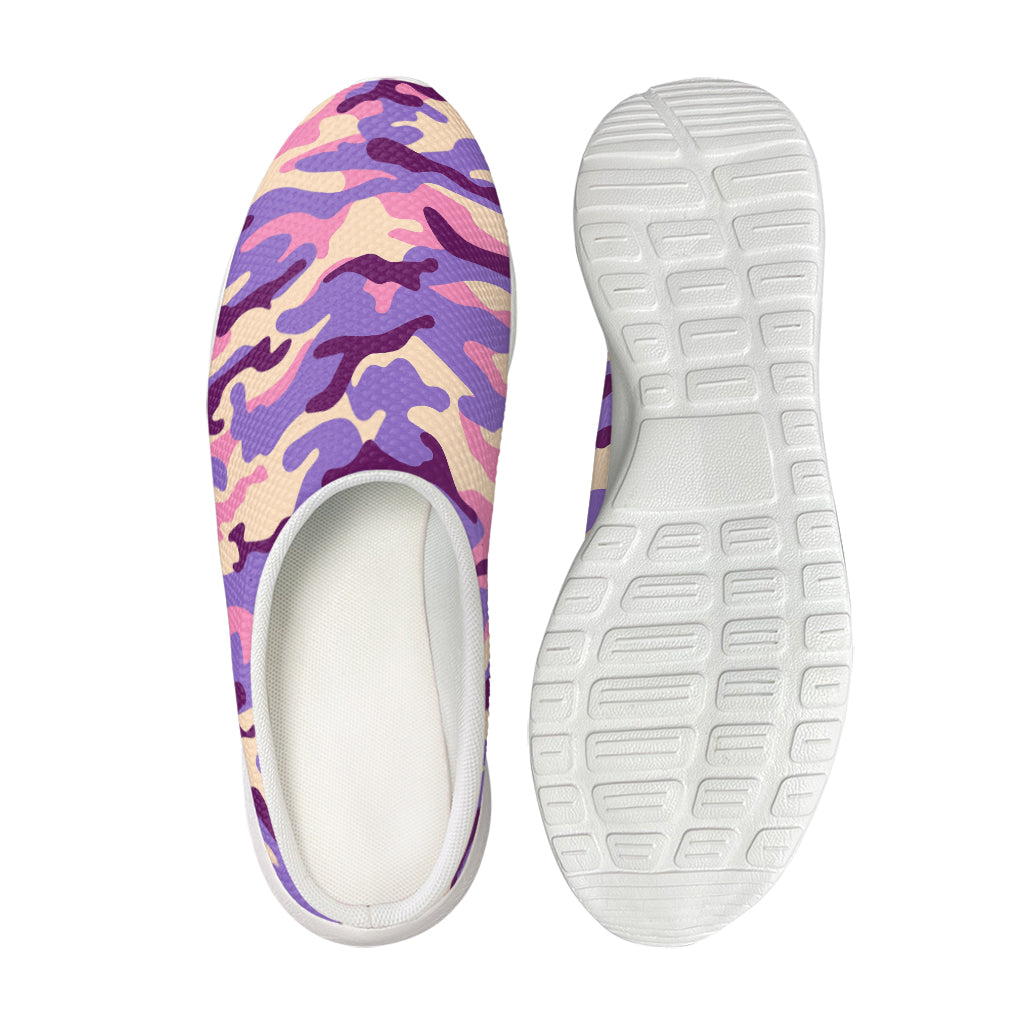 Pastel Purple Camouflage Print Mesh Casual Shoes