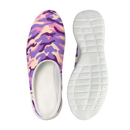Pastel Purple Camouflage Print Mesh Casual Shoes