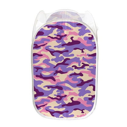 Pastel Purple Camouflage Print Mesh Laundry Hamper