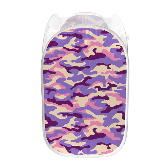 Pastel Purple Camouflage Print Mesh Laundry Hamper