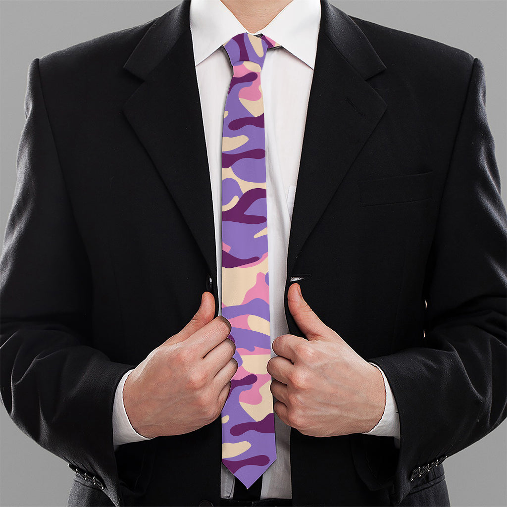 Pastel Purple Camouflage Print Necktie