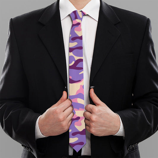 Pastel Purple Camouflage Print Necktie
