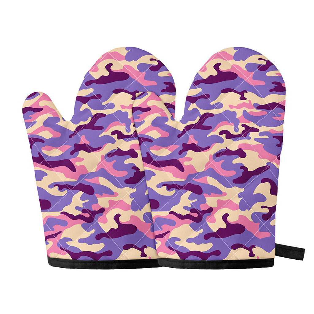 Pastel Purple Camouflage Print Oven Mitts
