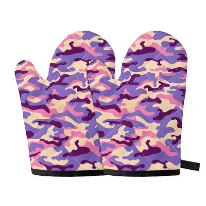 Pastel Purple Camouflage Print Oven Mitts
