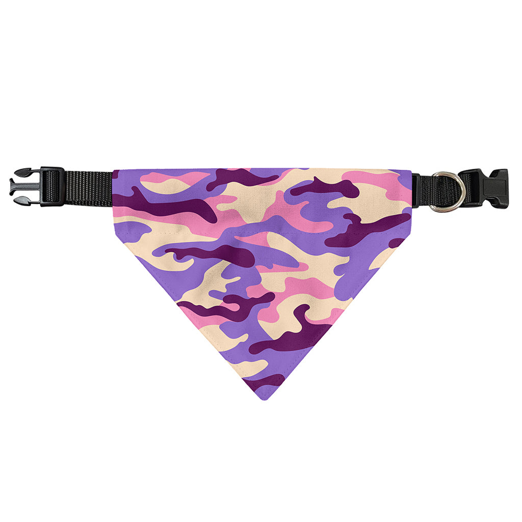 Pastel Purple Camouflage Print Over The Collar Dog Bandana