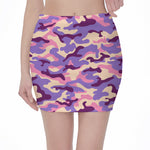 Pastel Purple Camouflage Print Pencil Mini Skirt