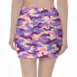 Pastel Purple Camouflage Print Pencil Mini Skirt
