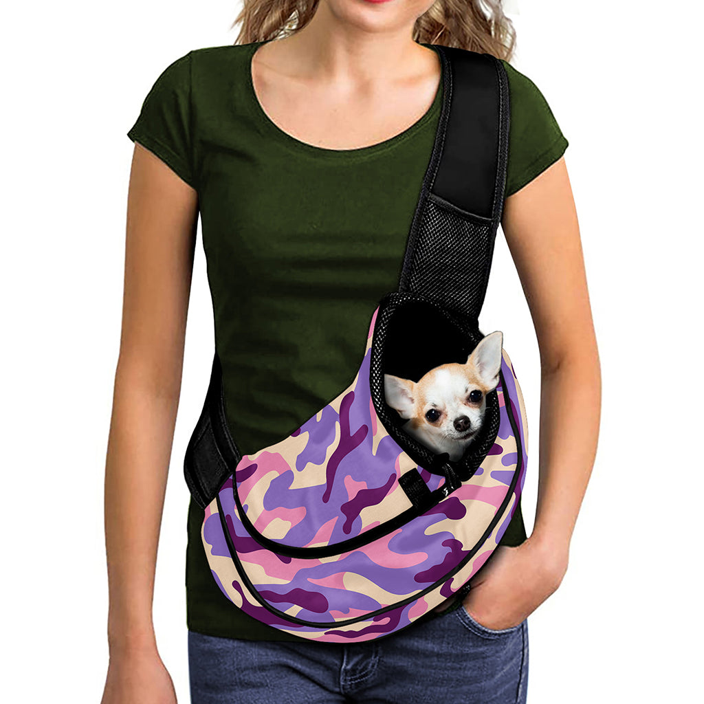 Pastel Purple Camouflage Print Pet Sling Carrier