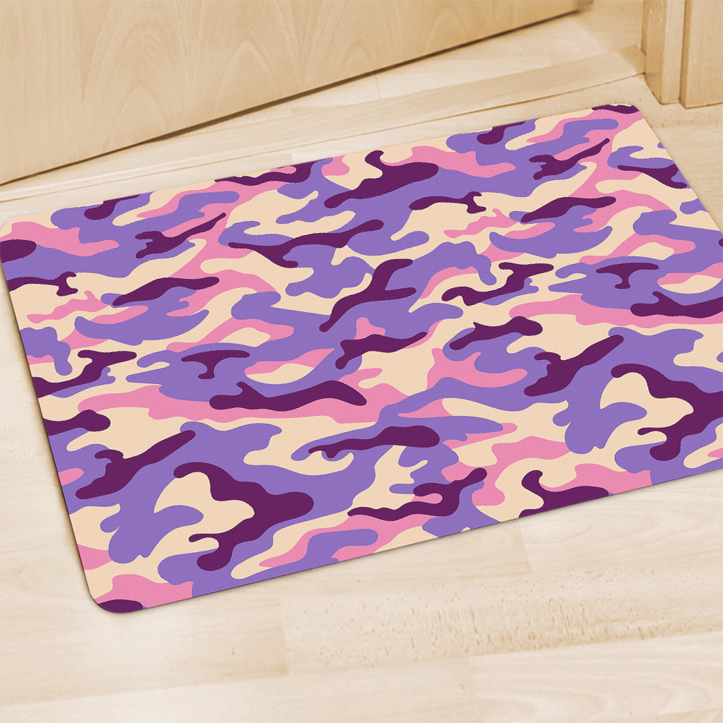 Pastel Purple Camouflage Print Polyester Doormat
