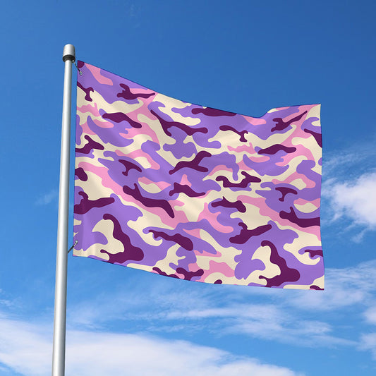 Pastel Purple Camouflage Print Polyester Flag