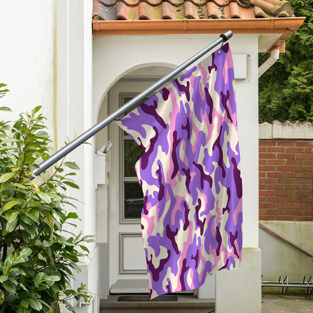Pastel Purple Camouflage Print Polyester Flag