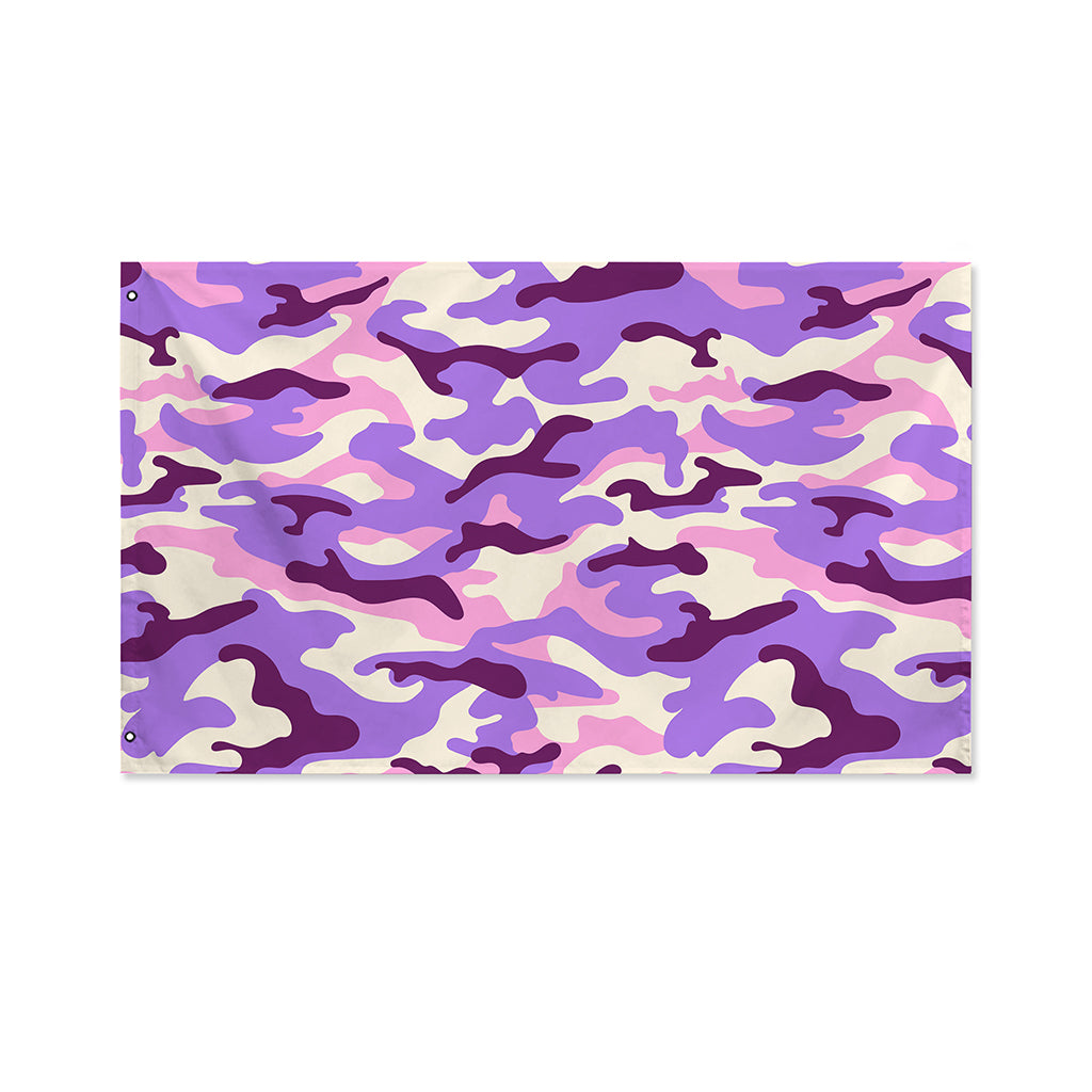 Pastel Purple Camouflage Print Polyester Flag