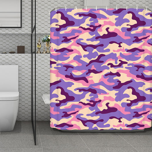 Pastel Purple Camouflage Print Polyester Shower Curtain