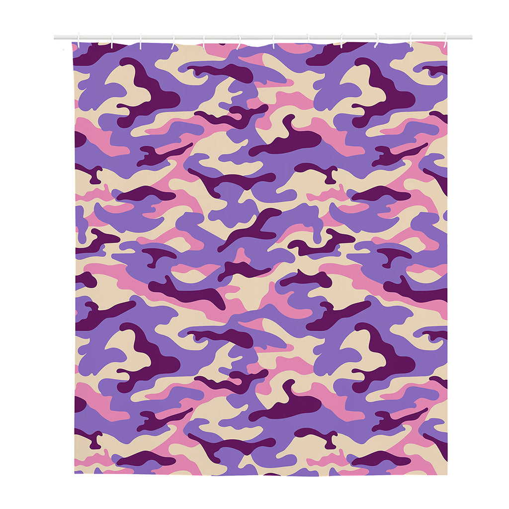 Pastel Purple Camouflage Print Polyester Shower Curtain