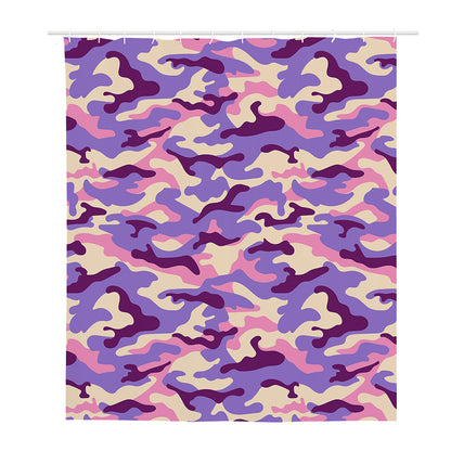 Pastel Purple Camouflage Print Polyester Shower Curtain