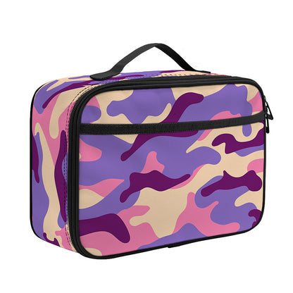 Pastel Purple Camouflage Print Portable Lunch Bag