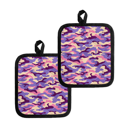 Pastel Purple Camouflage Print Pot Holders