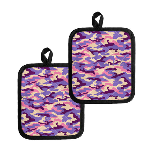 Pastel Purple Camouflage Print Pot Holders