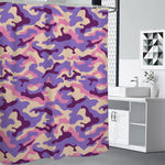 Pastel Purple Camouflage Print Premium Shower Curtain