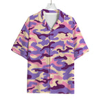 Pastel Purple Camouflage Print Rayon Hawaiian Shirt