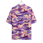 Pastel Purple Camouflage Print Rayon Hawaiian Shirt