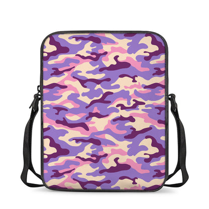 Pastel Purple Camouflage Print Rectangular Crossbody Bag